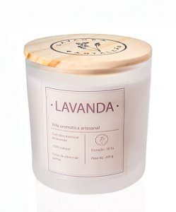 Vela aromática com óleo essencial de lavanda - vidro transparente fosco
