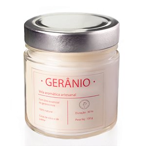 Vela aromática com óleo essencial de geranio - vidro tampa cromo