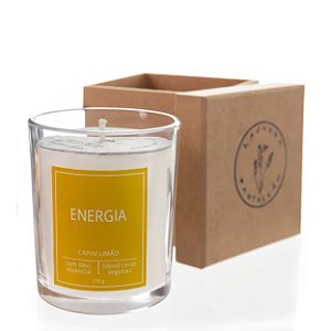 Vela aromática com óleo essencial de capim limão - Energia