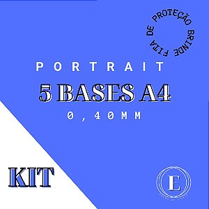 KIT 5 BASES PORTRAIT A4 0,40mm COM COLA + BRINDE: FITA DE PROTEÇÃO 