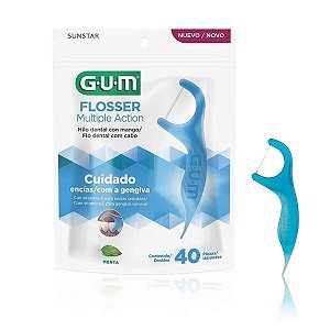 Flosser Gum Multiple Action, Fio Dental Com Haste 40 Unidades