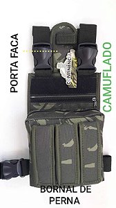 Bornal de Perna Robusto Com Porta Faca Camuflado