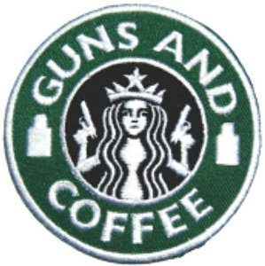 Patch Bordado Termocolante Guns and Coffee