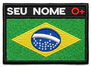 Patch Bandeira Brasil Ou Seu Estado + Nome E Sangue 7 x 5