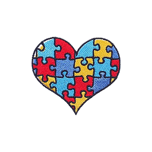 Patch Bordado Autismo Coração 7 x 6