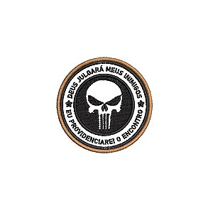 Patch Bordado PUNISHER Justiceiro Deus Julgara Meus Inimigos 7 x 7