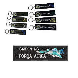 Chaveiro Bordado 15 x 4 FORÇA AÉREA GRIPEN