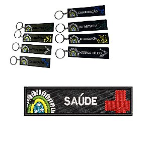 Chaveiro Bordado 10 x 2,5 SAÚDE 2 Fundo Preto