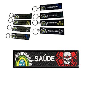 Chaveiro Bordado 10 x 2,5 SAÚDE Fundo Preto