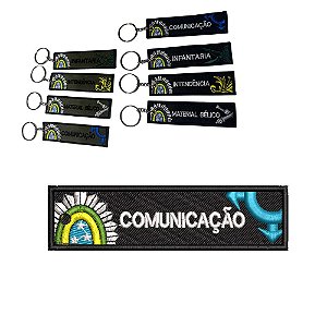 Chaveiro Bordado 10 x 2,5 COMUNICAÇÃO Fundo Preto