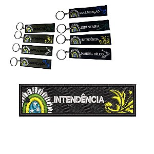 Chaveiro Bordado 10 x 2,5 INTENDÊNCIA Fundo Preto