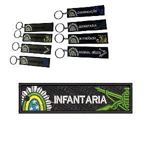 Chaveiro Bordado 10 x 2,5 INFANTARIA Fundo Preto