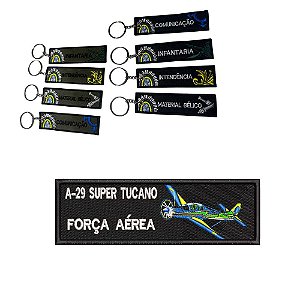 Chaveiro Bordado 15 x 5 FORÇA AÉREA A-29 SUPER TUCANO