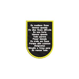 Patch Bordado Eu Continuo Firme Mesmo quando os dias ficam difíceis 5,5 x 8 cm