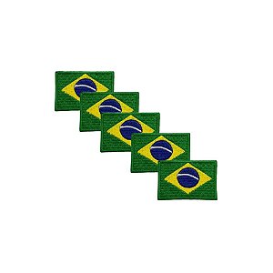Patch Termocolante Bordado Bandeira Do Brasil Kit 5 Unidades