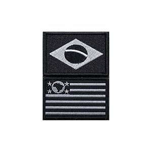 Patch Bordado Bandeiras do Brasil e São Paulo Negativas 7 x 5 cm