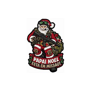 Patch Bordado Papai Noel Está em Missão 10 x 7 CM