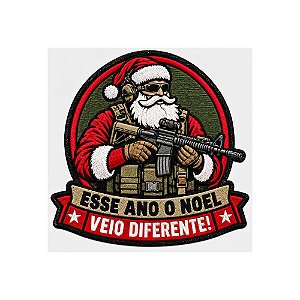 Patch Bordado Papai Noel Militar 10 x 10 CM