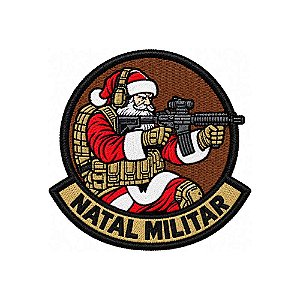 Patch Bordado Papai Noel Natal Militar 10 x 10 CM