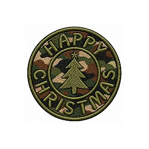 Patch Bordado Camo Happy Christmas 7 x 7 CM