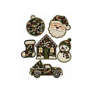 Conjunto de Patch Bordado de Natal Camuflado