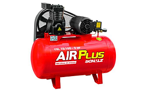 Compressor Air Plus 3HP 15 Pés 100L 140PSI 220/380V Trifásico - SCHULZ