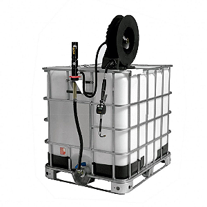 Unidade de Abastecimento Pneumática para Óleo Lubrificante com Carretel, IBC e Medidor Digital - 25L/min