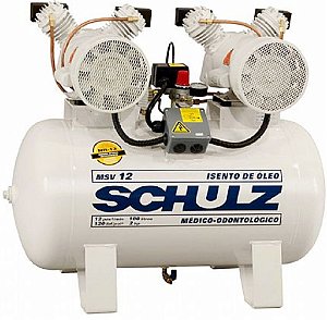 Compressor de Ar Odontológico Schulz - 2x1 HP 100 Litros - monofasico