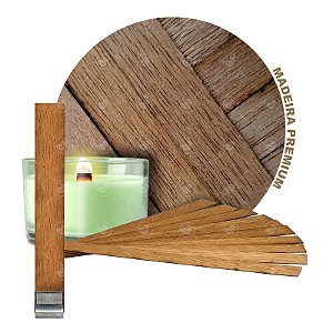 Kit 10 Pavios De Madeira Para Velas 10cm X 1,5cm + 10 Sustentadores
