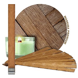 Kit 10 Pavios De Madeira Para Velas 15cm X 1,5cm + 10 Sustentadores