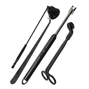 Conjunto de Acessórios para Velas Premium Cortador Abafador Centralizador e Acendedor Elétrico 4 Cores