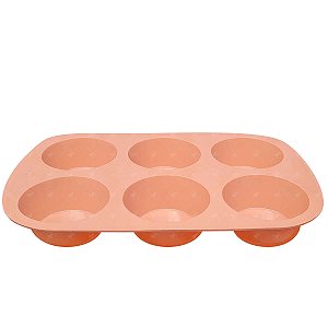 Forma de Silicone Multifuncional de 6 Cavidades para Cupcakes e Sabonetes Redondo