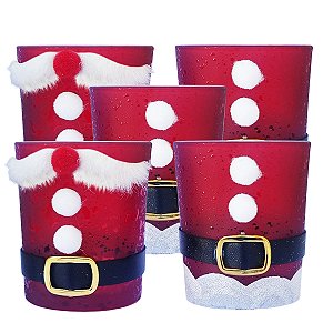 Kit Copos Natalinos de Vidro para Velas Aromáticas Artesanais 5 Unidades