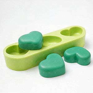 Molde de Silicone Coração Mini 3 Cavidades para Velas e Sabonetes