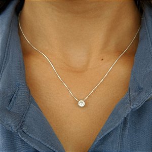 Colar ponto de luz 8mm em Prata 925
