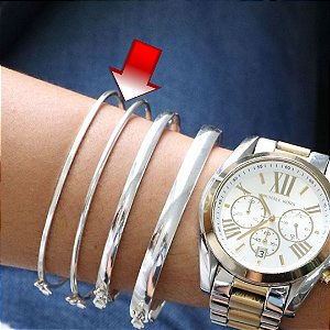 Pulseira bracelete liso em Prata 925