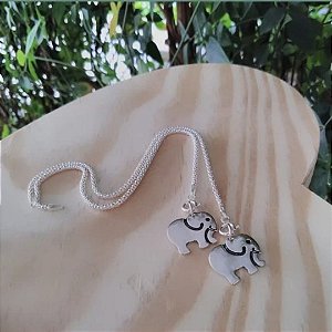 Pulseira pipoca com pingente elefante em Prata 925