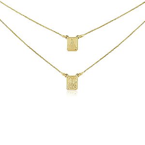 Escapulário sagrado coração de Jesus e N.Sra Aparecida banhado a ouro 18K