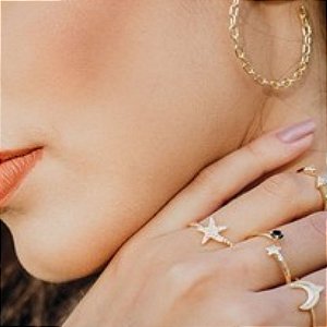 Anel estrela do mar banhado a ouro 18k