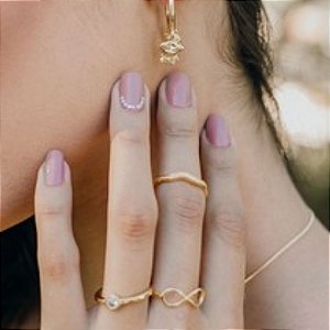 Anel onda banhado a ouro 18k