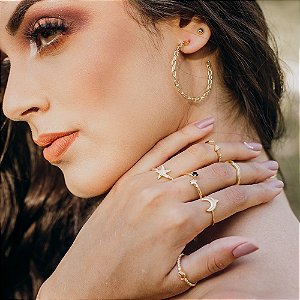 Anel lua indiana banhado a ouro 18k