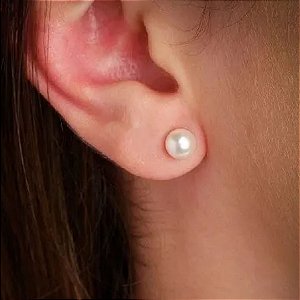 Brinco bolinha de pérola 6mm banhada a ouro 18k