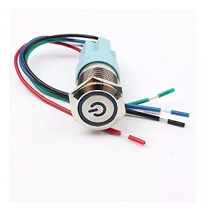 Botão Inox Liga Desliga 16mm Led 12V 24v + Chicote