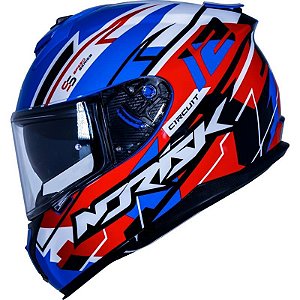 CAPACETE NORISK STRADA CIRCUIT AZUL VERMELHO E BRANCO