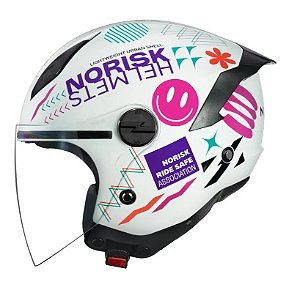 CAPACETE NORISK NEO BUDDY BRANCO ROSA