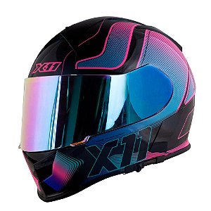 CAPACETE X11 REVO PRO TRONIX ROSA/AZUL ACQUA