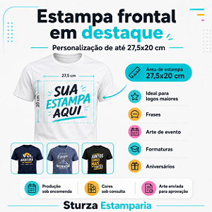 Camiseta Personalizada Adulto Poliviscose com Estampa Frente 27,5x20
