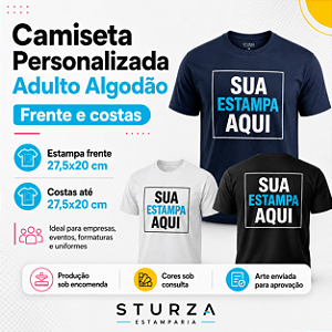 Camiseta Personalizada Adulto Algodão Frente e Costas