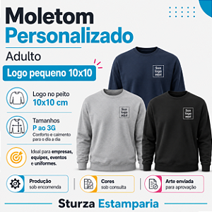 Blusão Moletom Personalizado Adulto com Logo Pequeno 10x10