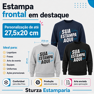 Blusão Moletom Personalizado Adulto com Estampa Frente 27,5x20